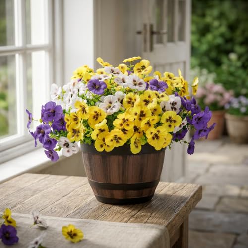 Artificial Flowers for Outdoors,Yellow White Purple 12 image 7