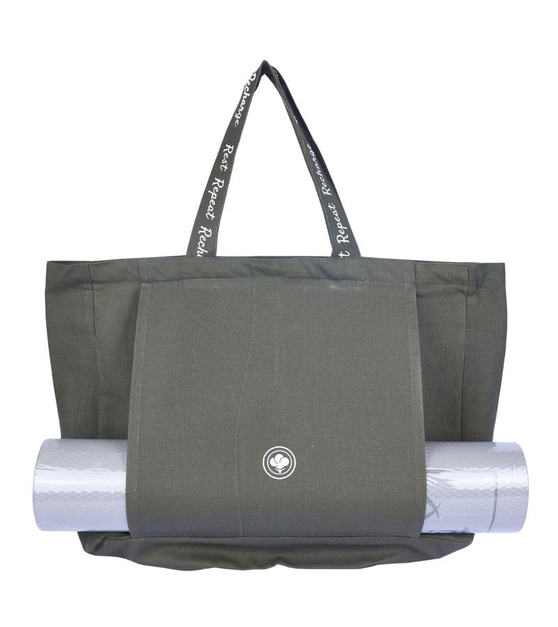 Premsons® The Gossy Shrub Durable Premium Cotton Canvas Tote Bag with Zipper Closure for Shopping, Travel, Beach, Camping, Outdoor Activities (Yoga Bag, Green) (B0DDTFQLLL) Amazon Price History, Amazon Price Tracker