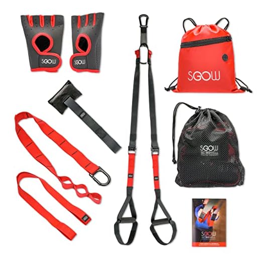 Setgowell - Trx Fitness Da Casa, Cavi Allenamento, Attrezzo Palestra, Kit Completo Multifunzione, Bande Resistenza, Attrezzi Sport Ginnastica, Rosso
