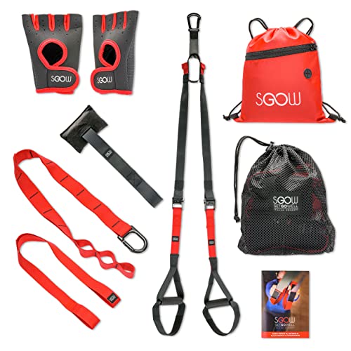 Setgowell – Entrenamiento en suspensión, fitness en casa, cables de entrenamiento, equipo de gimnasio, kit completo multifunción, bandas de resistencia, herramientas deportivas y gimnasia, rojo
