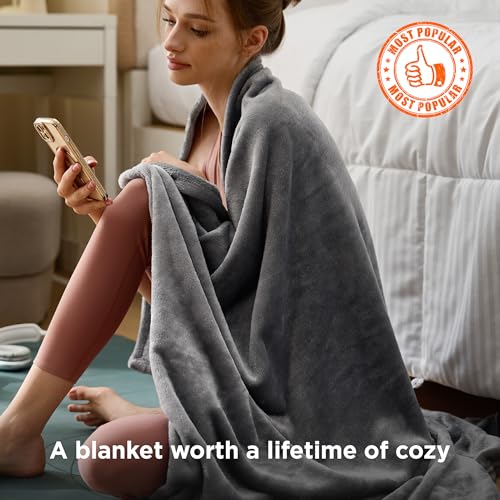 Image of Bedsure GentleSoft Fleece Blanket Twin XL Grey - College Dorm Room Essentials for Guys and Girls Soft Warm Throw Blanket Dorm Room Decor, 66x90 inches