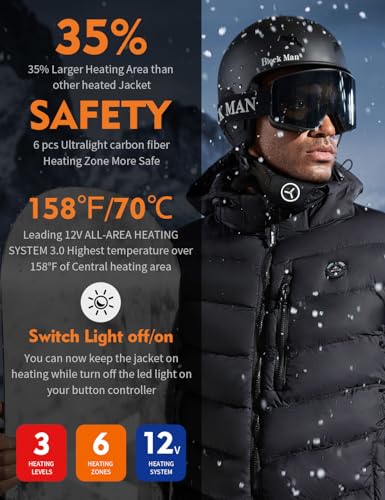 Men's Heated Jacket With 12V Battery Pack-Insulated Lightweight Hooded Hand-Heating Electric Heated Puffer Jacket2