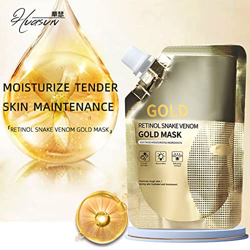 Retinol Snake Venom Gold Mask,Gold Mask Huasurv,Anti-Aging Gold Face Mask,Rejuvenating Gold Peel off Mask for Deeply Cleans Moisturizing Skin for All Skin Types (2PC) - Image 2