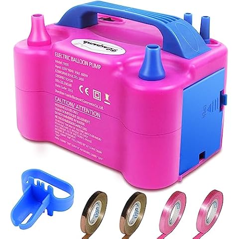 FLSEPAMB Balloon Pump, Electric Balloon Pump,Portable Dual Nozzles Electric Balloon Air Pump 110V 600W, Electric Balloon Inflator with Tying Tool, Colored Ribbons for Party Decoration Cover