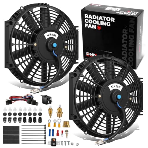 DNA Motoring 2pcs 12Inch Electric Radiator Cooling Fan Thermostat Wiring Switch Relay Kit, Universal...