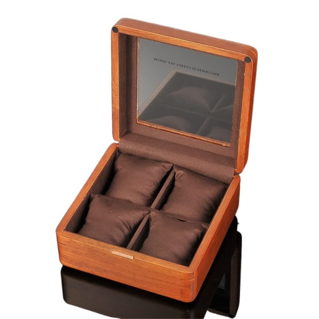 YNIYUJKL Watch Case Watch Roll Watch Winder Watch Storage Box 4 Slots Watch Display Case Wooden Watch Box For Man With Clear Lid Watch Box Watch Organizer,Onecolor