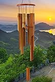 Bamboo Wind Chimes Outdoor,Wooden Wind Chimes for Outside with Melody Deep Tone,38' Classic Zen Garden Windchime for Relaxation, Grace.Home Décor for Patio, Garden or Indoor
