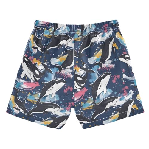 Boys Swim Trunks Quick Dry UPF 50+ Beach Board Shorts Kids Bathing Suits Swimsuit 2T Black Dolphin Watercolor2