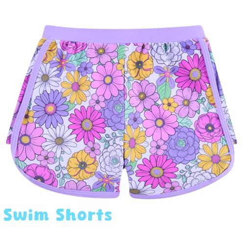 Image of TUONROAD Toddler Girls One Piece Swimsuit 2Pcs Bathing Suit Kids Swimwear with Short for 3-9