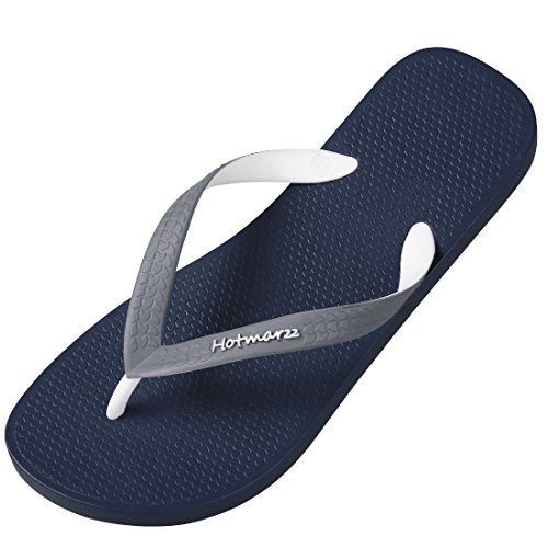 Hotmarzz Men's Classic Fashion Flip Flops Summer Sandals Beach Pool Bathroom Slippers Size 10 D(M) US / 43 EU / 44 CN, Dark Blue