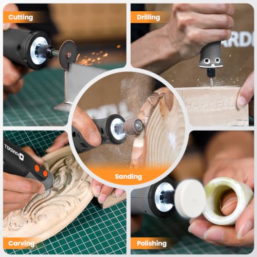 Image of HARDELL 8V Cordless Rotary Tool Kit, 5‑Speed, 28000RPM for DIY Craft