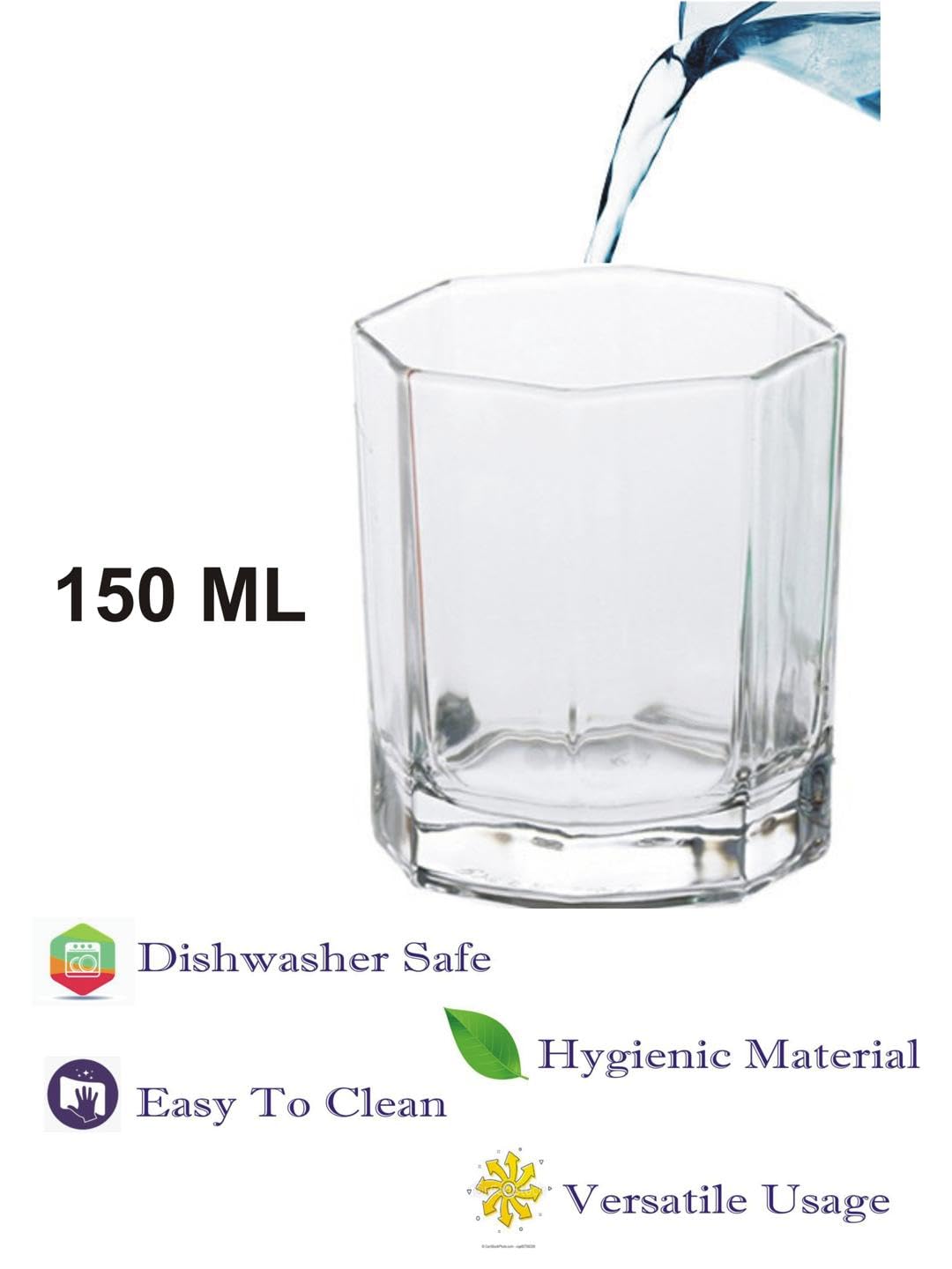 AFAST Party Perfect Glasses for Water, Juice, Cocktails, Smoothies and Other Drinking Beverages, Glass, Clear, Pack of 10, 6.5 X 6.5 X 8 CM 3