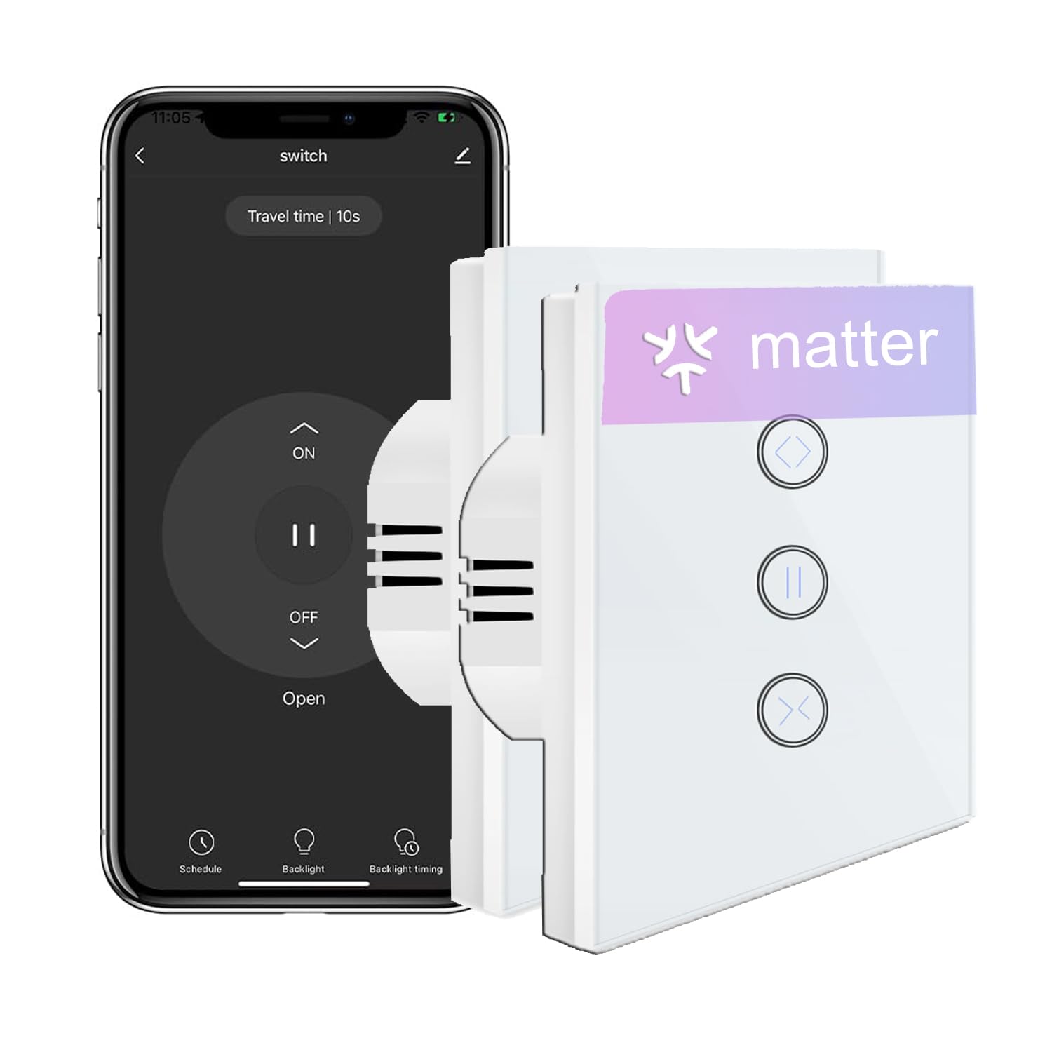UseeLink Smart Matter Rolladenschalter, WLAN Jalousien Schalter, Zeitschaltuhr und Sprachsteuerung, kompatibel mit Apple Home/Siri/Google Home/SmartThings (Hub erforderlich) 2PCS