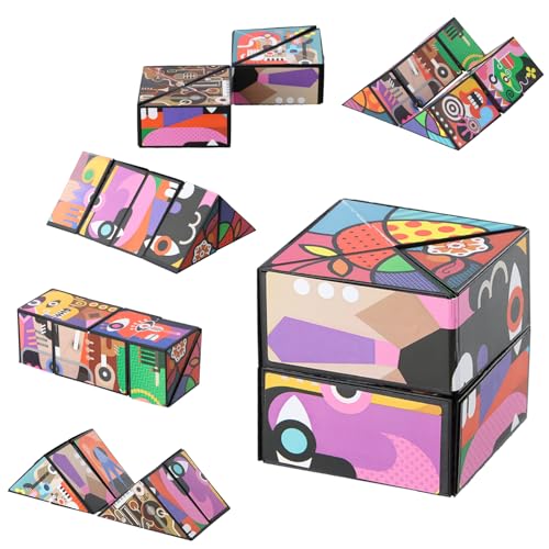 Dewocke Cubo Mágico 3D, Cubo Infinito Transformable, Diseño de Arte Abstracto, Antiestrés Creativo y Juego Educativo, para Niños y Adultos, Estimulante para Potenciar la Creatividad