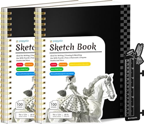 Carnet de croquis POPYOLA A4 lot de 2 de 100 feuilles pour le dessin