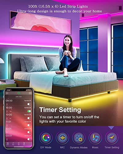 Sxlofty 100Ft Waterproof Led Light Strips, Rgb Outdoor Led Strip Lights Waterproof Color Changing 5050 Rgb With Bluetooth Music Sync App Remote Controller For Bedroom, Kitchen, Tv, Party, Christmas #TOP3