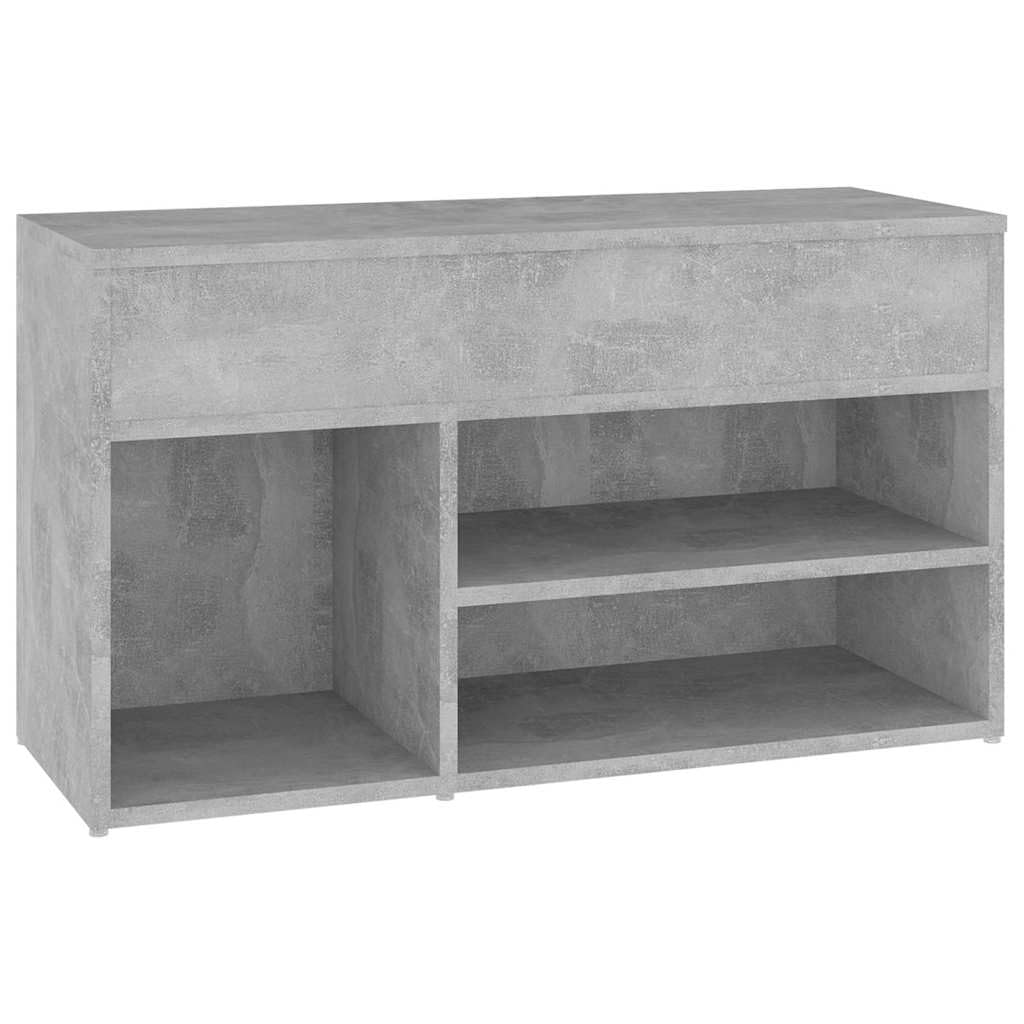 Panca per scarpe con cassetto, legno composito grigio cemento, 80x30x45 cm