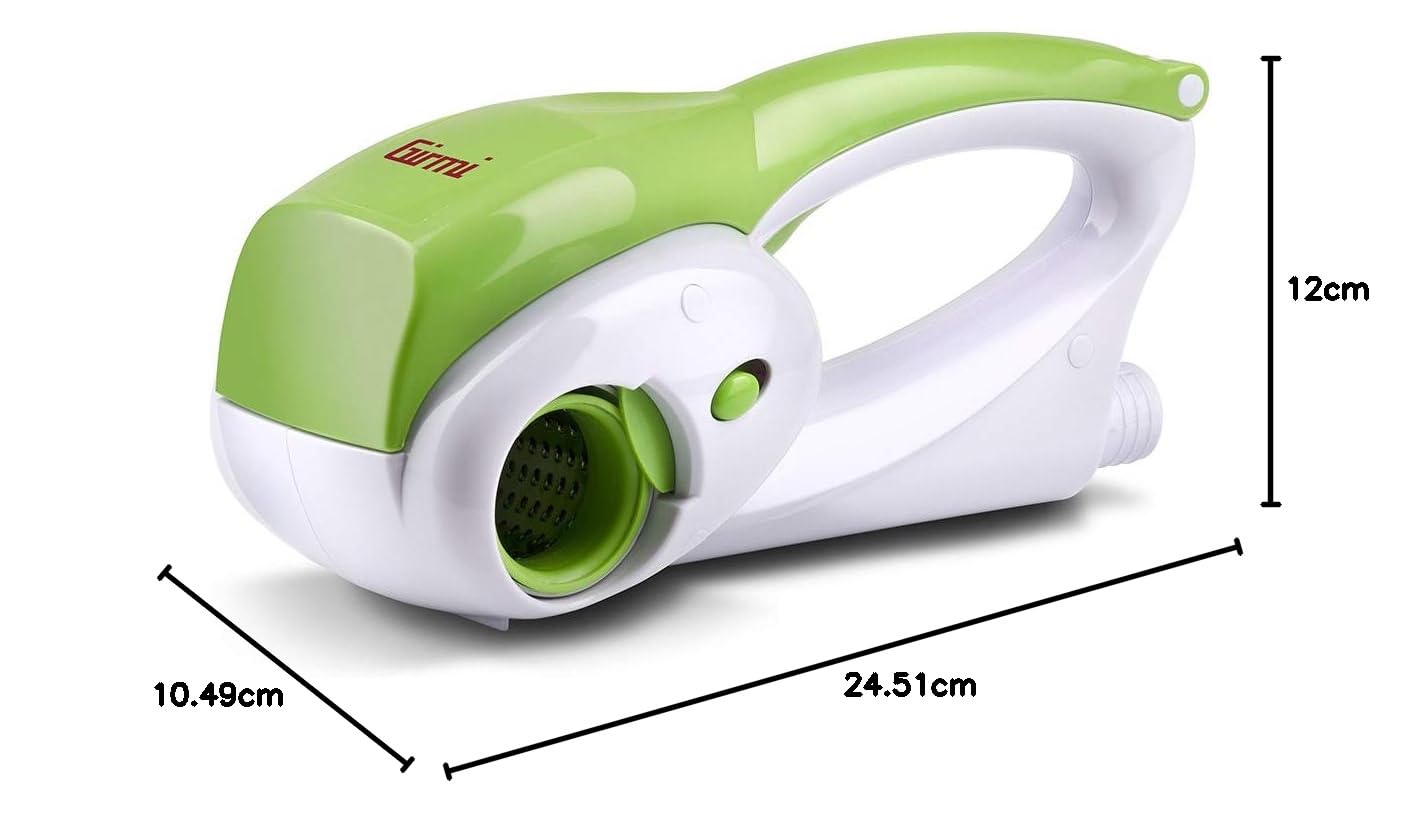 Girmi GT02 Râpe Rechargeable, 12W, 2 Patin à Roulettes INOX, Blanc/Vert