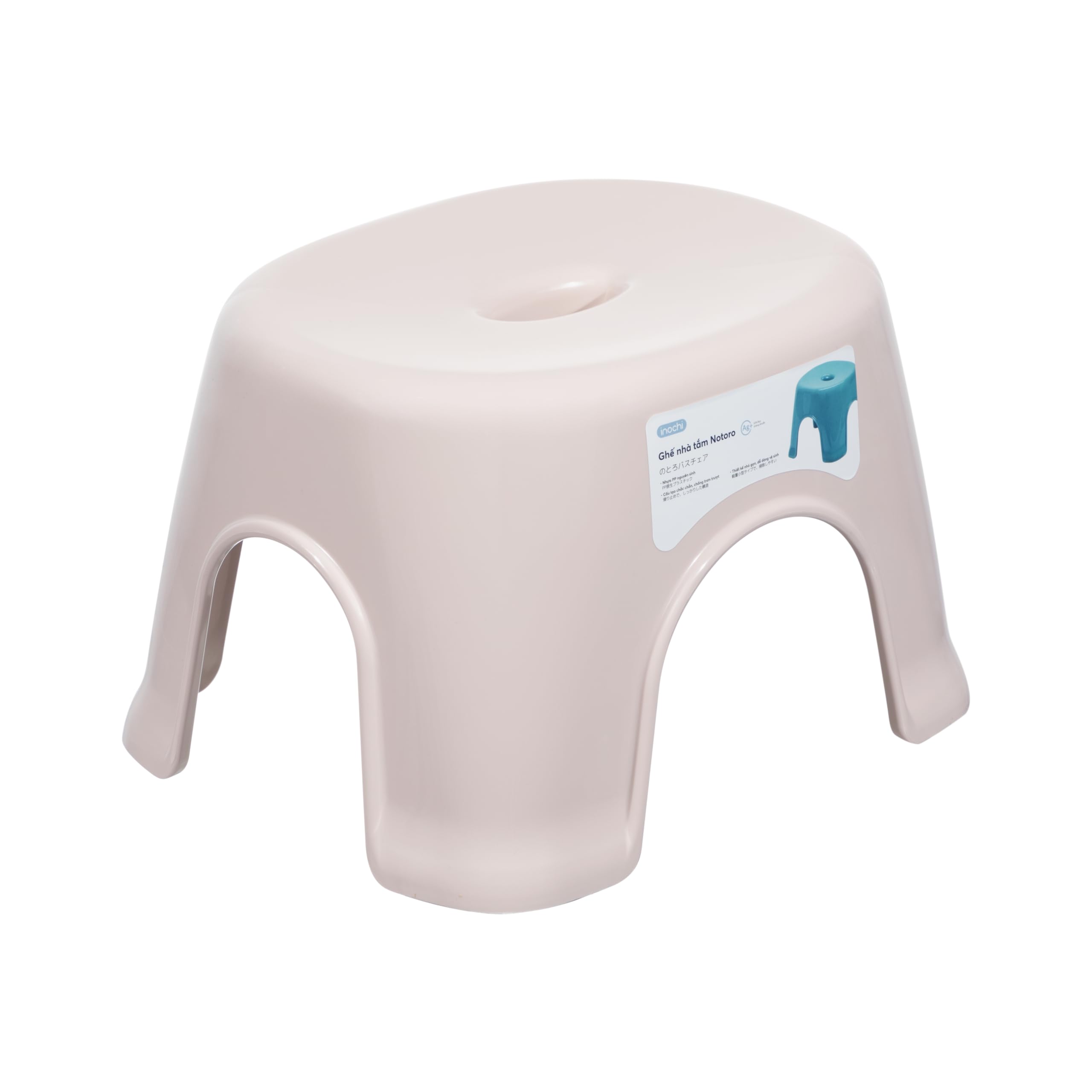 Inochi Notoro Step Stool Bathchair/Plastic Stool for Kitchen, Bathroom, Garden, Indoor, Outdoor | PP Plastic | With antibacterial additives | - Light Pink