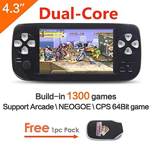 CZT Console de Jeu Portable Dual-Core de 4.3 Pouces avec écran de 16Go et 64 Bits Console de Jeu Portable construite en 3000 Jeux Non répétés pour caméra Arcade et Autres 10 simulateurs MP3/4 Cover
