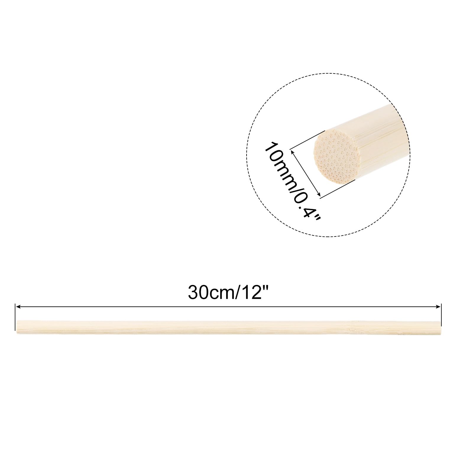 uxcell Wooden Dowel Rods,30cm/12 Round Dowel Rod Wood Sticks,10mm/0.4" Bamboo Stick for Arts Crafts Photo Booth Props - Image 2