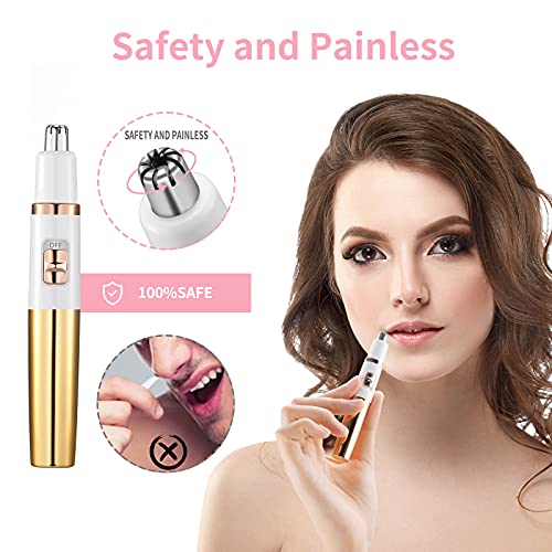 Image of AREYZIN Nose Trimmer for Women Ladies Painless Facial Trimmer for Women,Eyebrow Facial Ear Hair Razors Nose Hair Clipper Professional, Waterproof, Gold