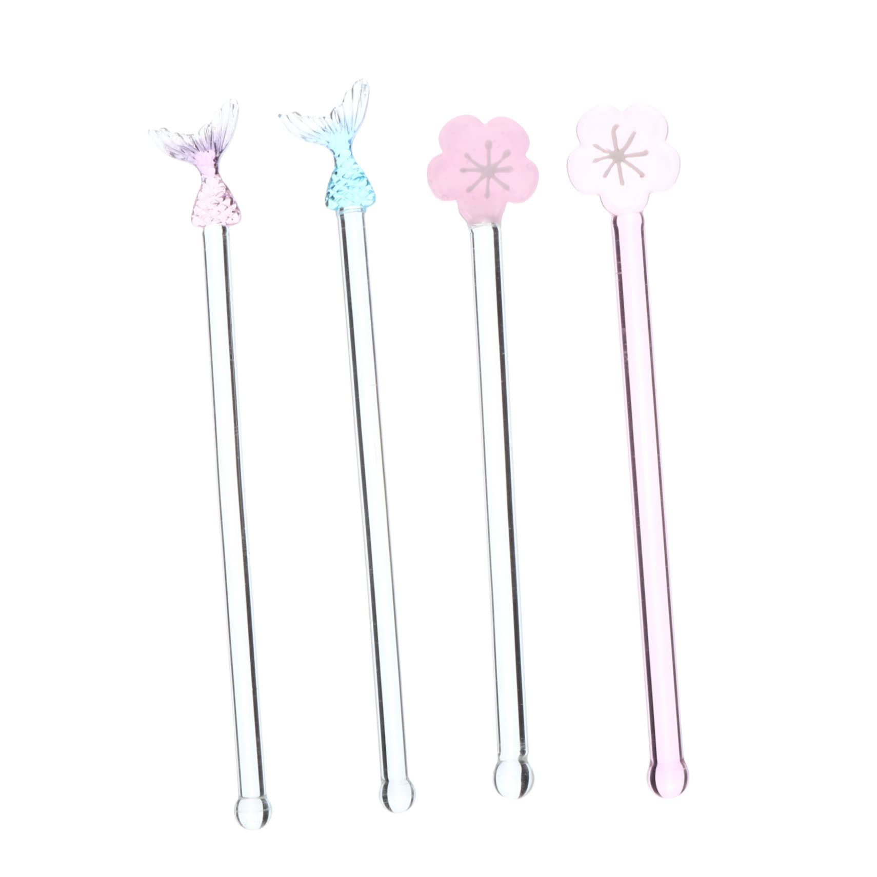 4pcs Glass Stirring Rods Multifunctional Swizzle Stick for Cocktails Coffee Juice Easy to Clean Comfortable Long Handle Design