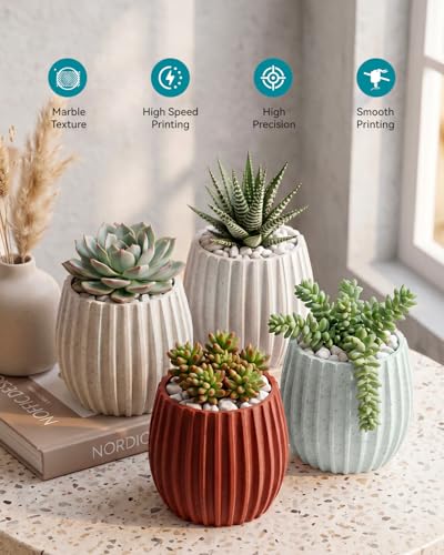 Image of SUNLU 4KG Marble PLA Filament Bundle 1.75mm, Realistic Stone Veining & Matte Finish, 3D Printer Filament PLA Marble Texture, Ideal for Architectural Models and Decor, 1kg Spool, 4 Packs