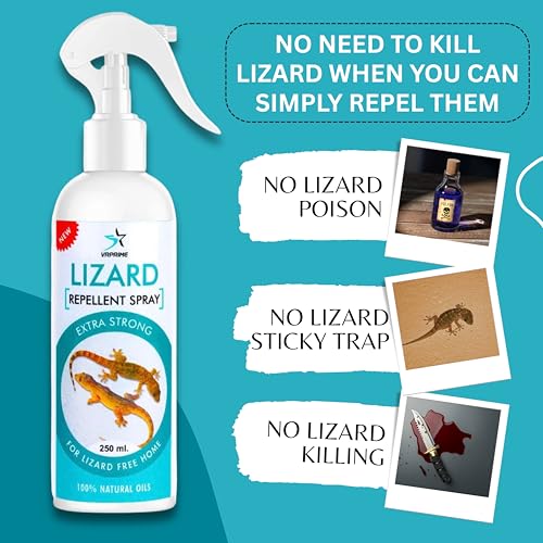 Image of VRPRIME Lizard Repellent for Home Spray Pest Control | Made With Plants Oil, Natural Non Toxic, Irritant-Free, Chemical-Free | Baby Safe Plant Safe (250 ML) (Peppermint) (PACK OF 1 With Microfiber)