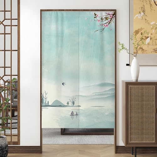 NASFH 玄関 戸口カーテン のれん ロング おしゃれ 和風 間仕切り 目隠し パーテーション カラー9 和室 レトロ ドア 階段 キッチン 四季兼用 部屋飾り 暖簾 和モダン 出入り口 茶室装飾 引っ越し 新生活 A65*90