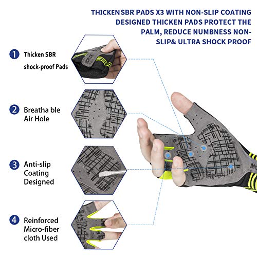 Image of MOREOK Shock-Absorbing Breathable Biking Cycling Gloves Half Finger Outdoor Sport Bicycle Gloves Mountain Road Bike Riding Gloves for Men and Women