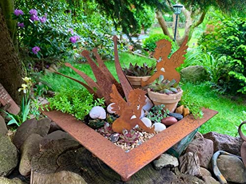 Bornhöft Garden Stake Pot Stake Set of 2 Angels Made of Patina Metal Rust Garden Decoration Christmas Rusty Garden Stake - Image 2