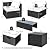 RELAX4LIFE 8-Piece Patio Furniture Set - Outdoor PE Wicker Conversation Set w/Cushions, Pillows, Tempered Glass Table, Storage Box, Sectional Sofa Set for Yard, Deck (Navy Blue)
