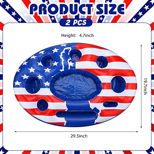 Karenhi 2 Pcs Large Red White Blue Bar Floating Drink Holder For Pool 9 Holes Patriotic Inflatable Pool Drink Holder Pool Floats Bar Floating Pool Tray For Swim Beach Party Accessory (Flag) #TOP1