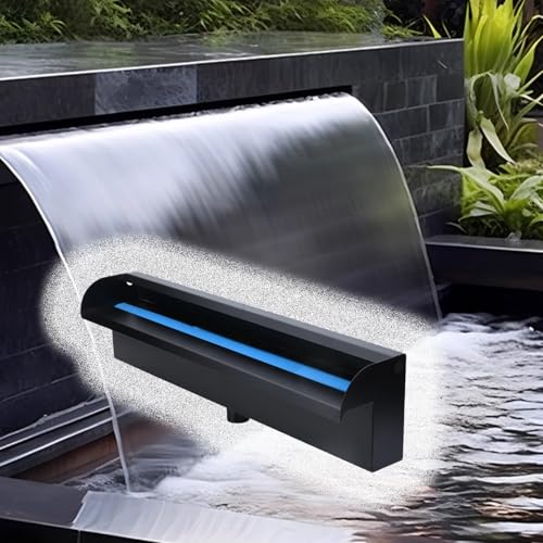 Kit Cascata a sfioro con Tubo corrugato per Esterni, Cascata a sfioro in Acciaio Inox 304 per Piscine – Caratteristiche d'Acqua Decorative per Interni/Esterni Kit Fontana a Discesa Personali