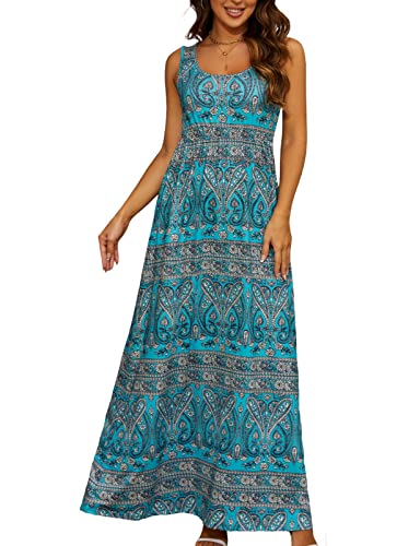 chuangminghangqi Damen Boho Kleid Lang mit Taschen Blumenkleid Sommerkleid...