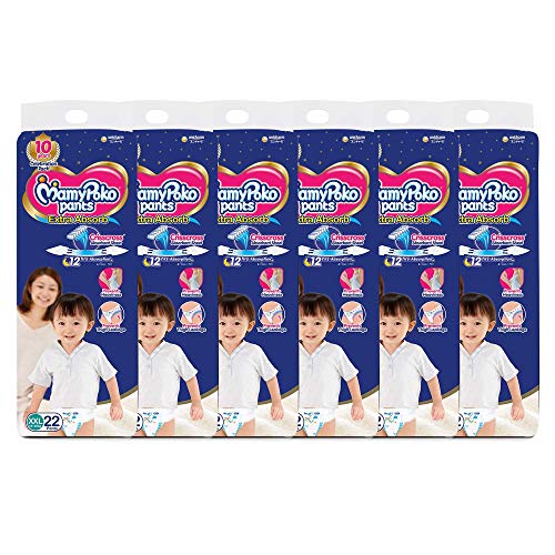 Image of MamyPoko Pants XXL Size, Extra Absorb Baby Diapers- XXL, Pack Of 6, (22 x 6 = 132 Pcs)