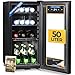 Sommertal Kühlschrank mit Glastür GK50– Leiser Getränkekühlschrank mit LED, Touchscreen & Schloss kleiner Flaschenkühlschrank schwarz 50L