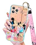 Trendy Fun for iPhone 13 Pro Max Case with Wrist Strap for Girls Women Girly Cute Cartoon Character Wristband Lanyard Design Kawaii Aesthetic Phone Cases Cover for iPhone 13 Pro Max 6.7 inches