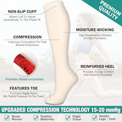 Image of COOLOVER 3 Pack Compression Socks Women & Men-Best Medical,Nursing,Travel, Flight Socks-Running & Fitness Pregnancy