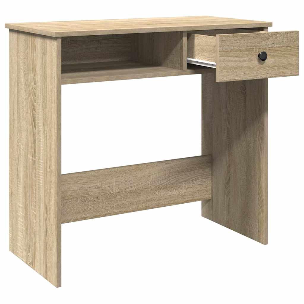 Escritorio de madera de roble Sonoma, 80 x 40 x 75 cm, mesa de ordenador con amplia superficie de trabajo y mucho espacio para carpetas y dispositivos de PC, versátil