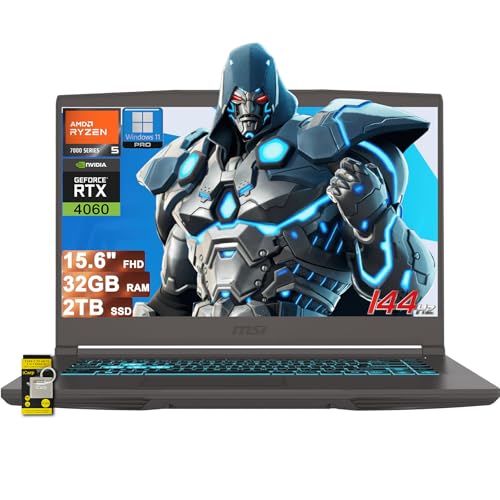 MSI 薄型 A15 ゲーミングノートパソコン 15.6インチ FHD IPS 144Hz AMD 6コア Ryzen 5 7535HS 32GB RAM 2TB SSD GeForce RTX 4060 (最大233 AIトップ) バックライト USB-