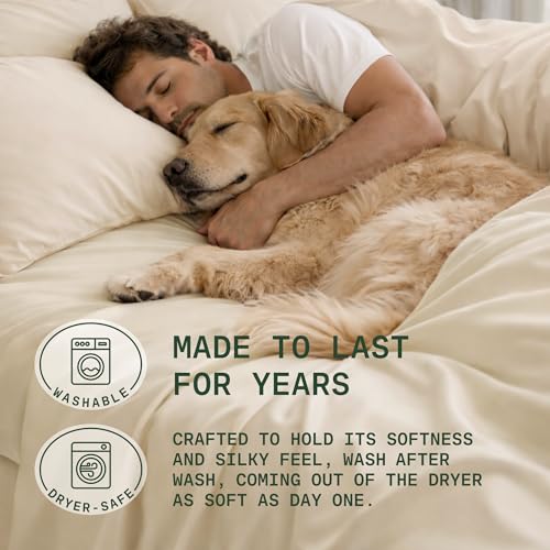 Image of TRUE BAMBOO Sheets Set California King Size - Silky Soft Luxe 4 Piece Bed Sheets with Breathable & Moisture-Wicking Fabric - 16 inch Deep Pocket with Corner Straps