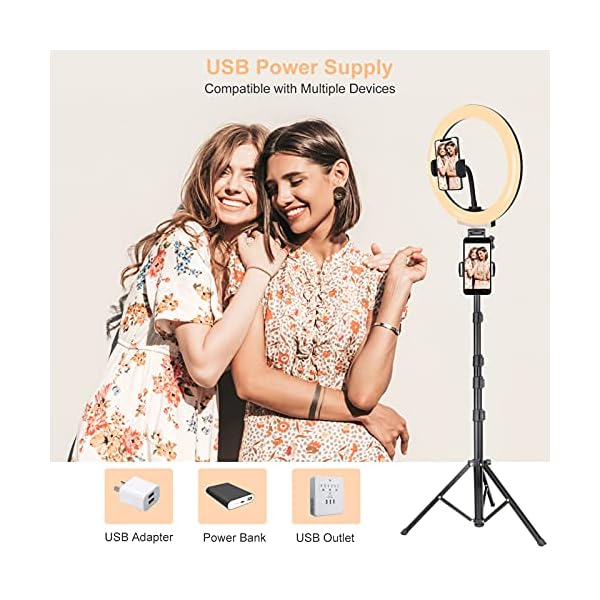 MICCYE Ringlicht mit Stativ Handy, 10,2 Zoll LED Ringlicht Ringleuchte mit 62 Zoll Stativständer & Handyhalter, Dimmbare… – Bild 7