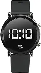 Orizom - Relógio Feminino Digital Premium Caixa Aço Inox Redondo Led Preto Piano