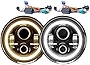 2019 Newest Design 7'' Round LED Projector Headlights with Halo Ring Angel Eyes 150W High Low Beam for Jeep Renegade Liberty Patriot(Pair)