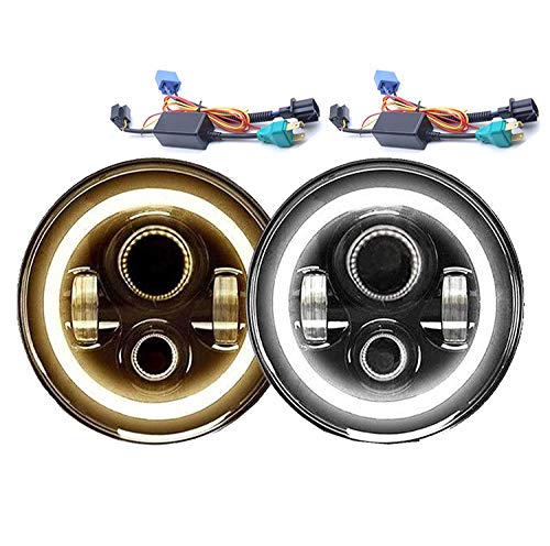 2019 Newest Design 7'' Round LED Projector Headlights with Halo Ring Angel Eyes 150W High Low Beam for Jeep Renegade Liberty Patriot(Pair)