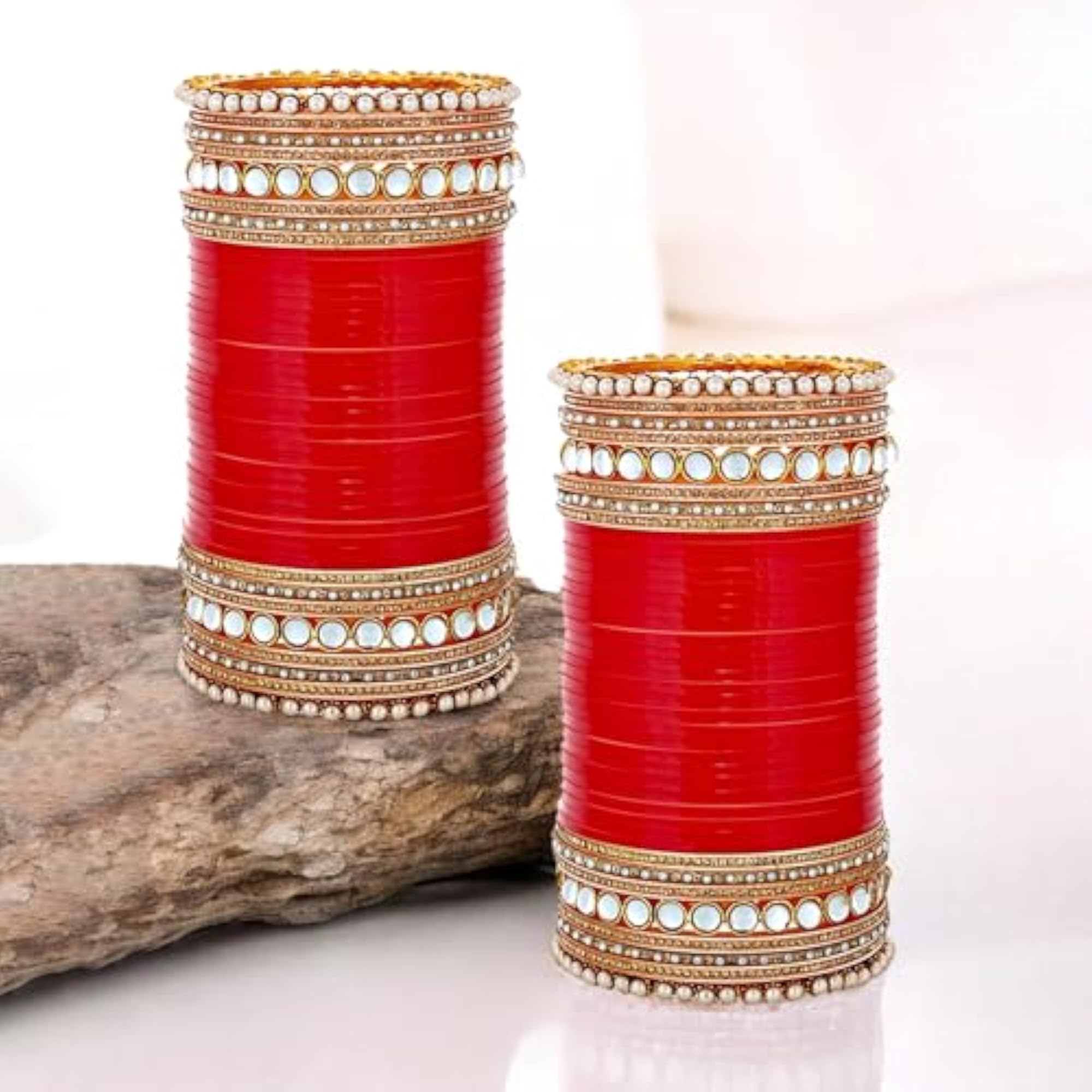 Bridal Red Designer Chura Bangle Set for Women, Wedding Gift