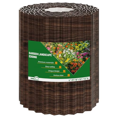SnugNiture Corrugated Metal Garden Edging,8' x 20' Sturdy Lawn Edging Border,Landscape Edging Border for Lawn, Flower Bed,Garden and Yard(Brown)