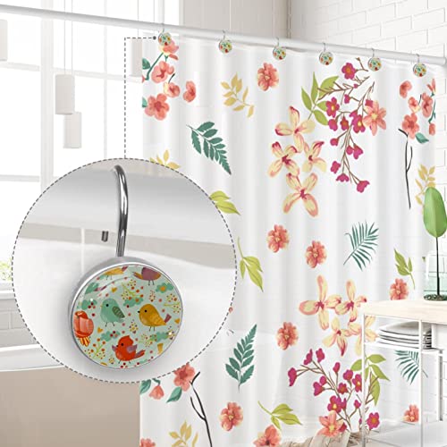 Crochets pour rideau de douche salle de bain acier inoxydable oiseaux colorés lot de 12 - 5